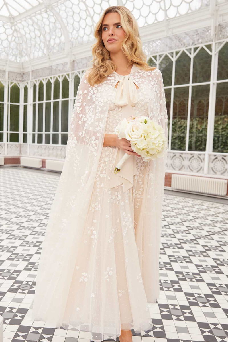 Scatter Blossom Hooded Long Cape 1