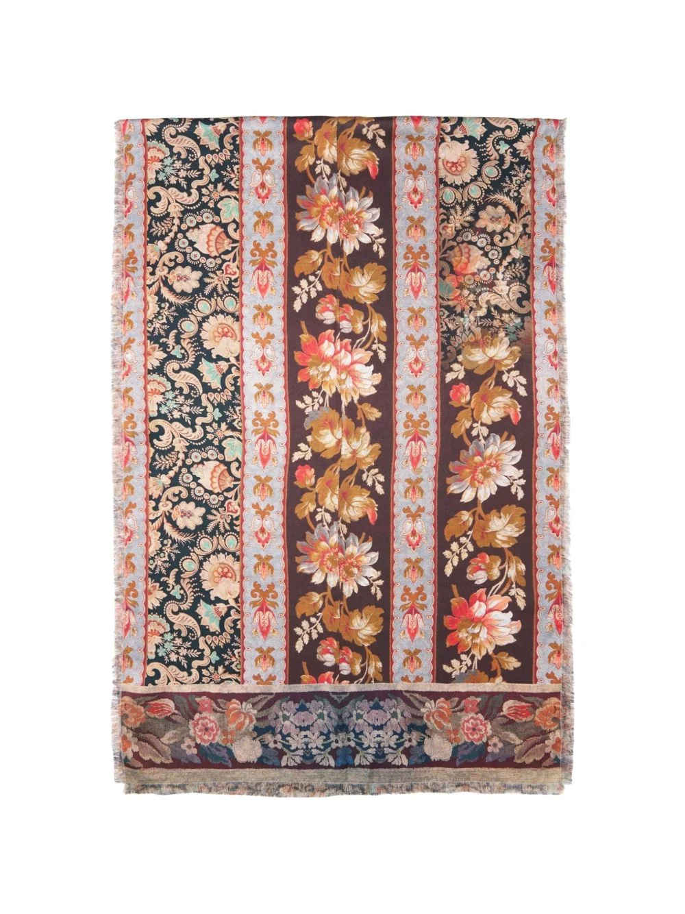 floral-print fringed scarf - 1