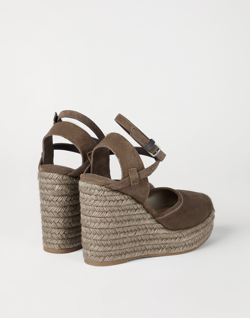 Brunello Cucinelli Suede espadrille wedges with precious loop outlook