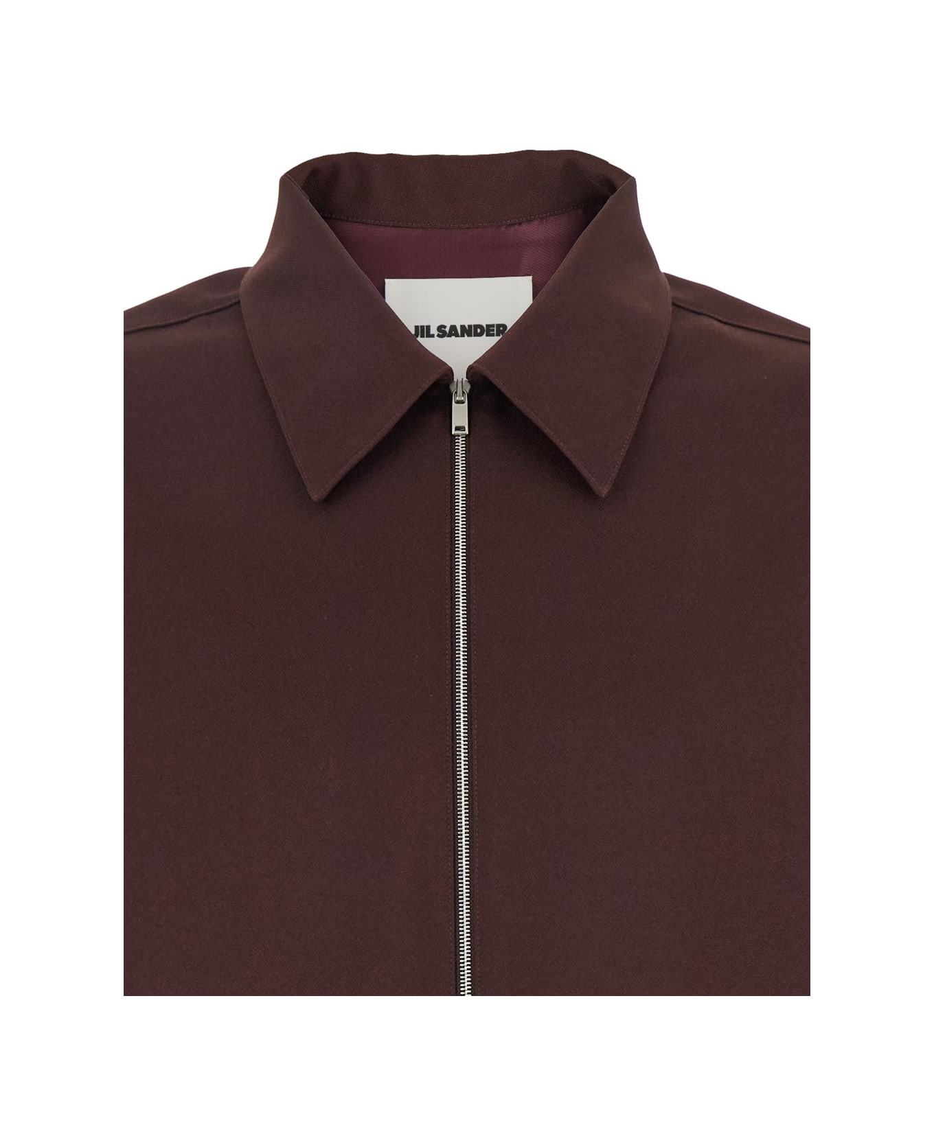 Bordeaux Shirt With Classic Collar And Front Zip Closure In Tech Fabric Man - 3