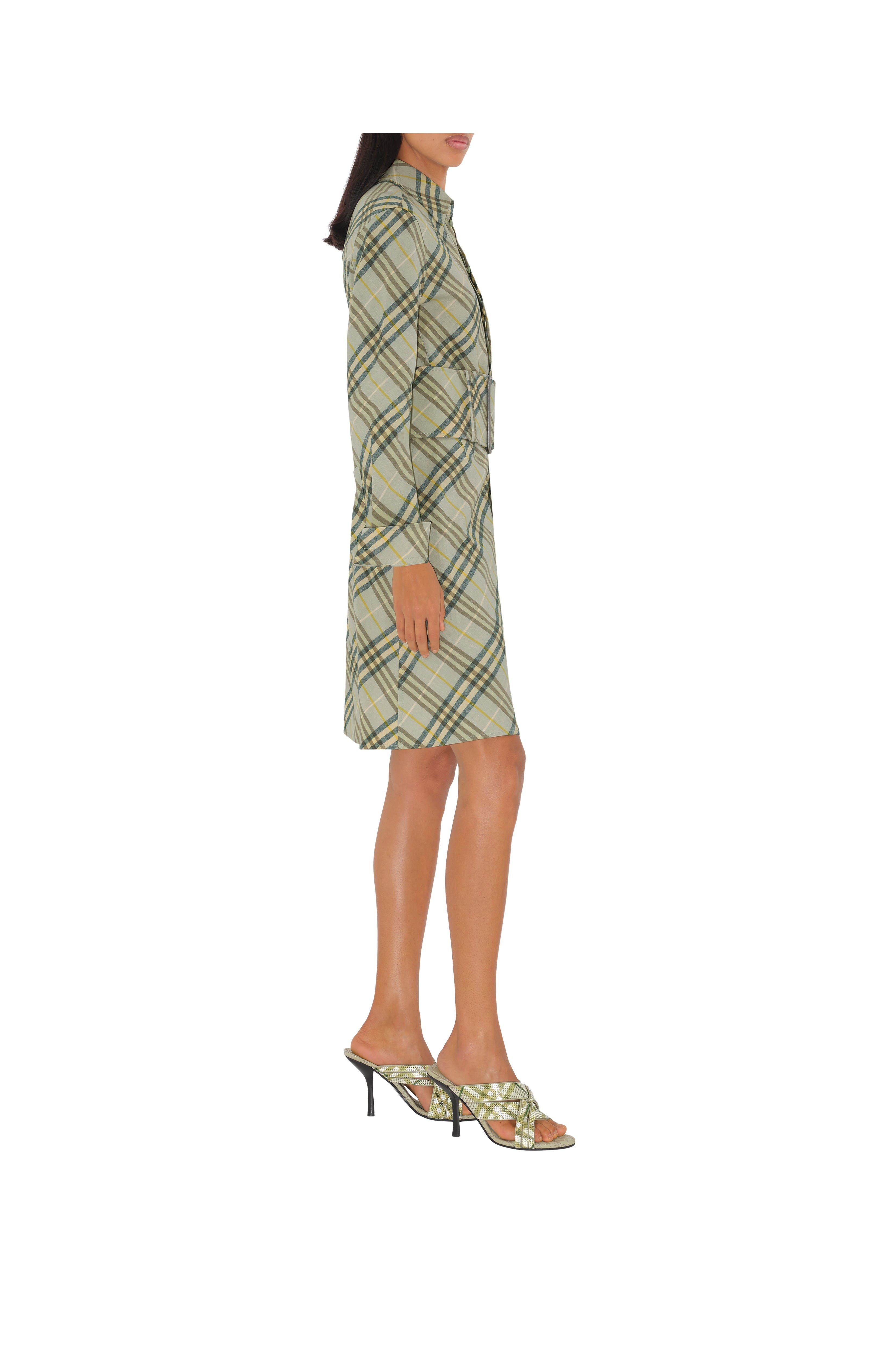 burberry Check Stretch Linen Shirt Dress in Breeze at Nordstrom - 3