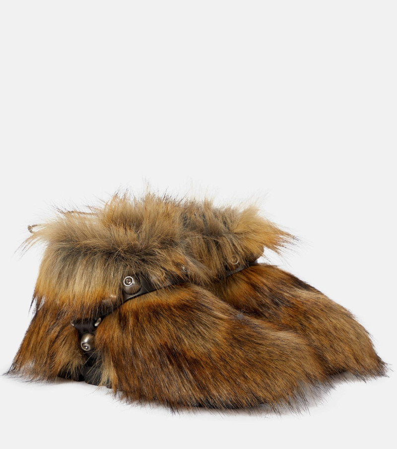 Harness-detail faux fur ankle boots 1