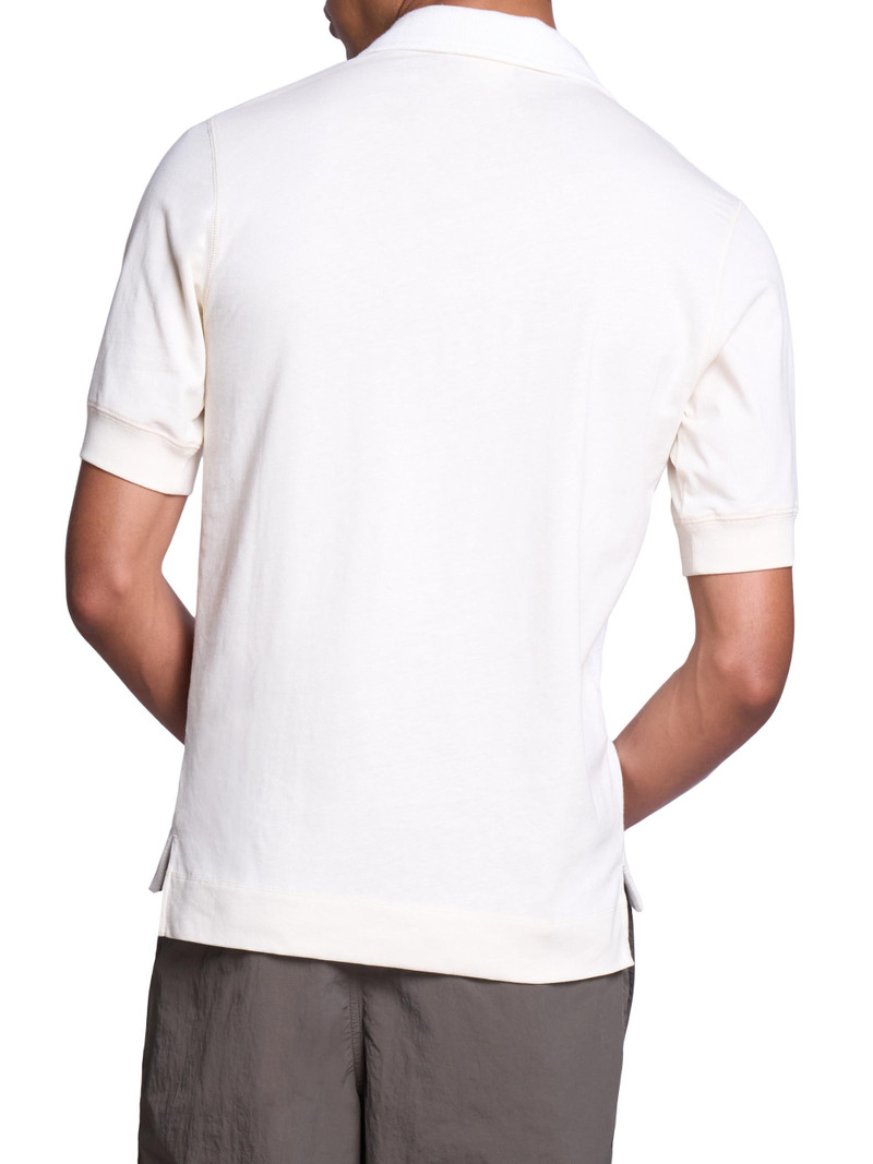 Men's Pointelle Knit Polo Shirt - Off White 5