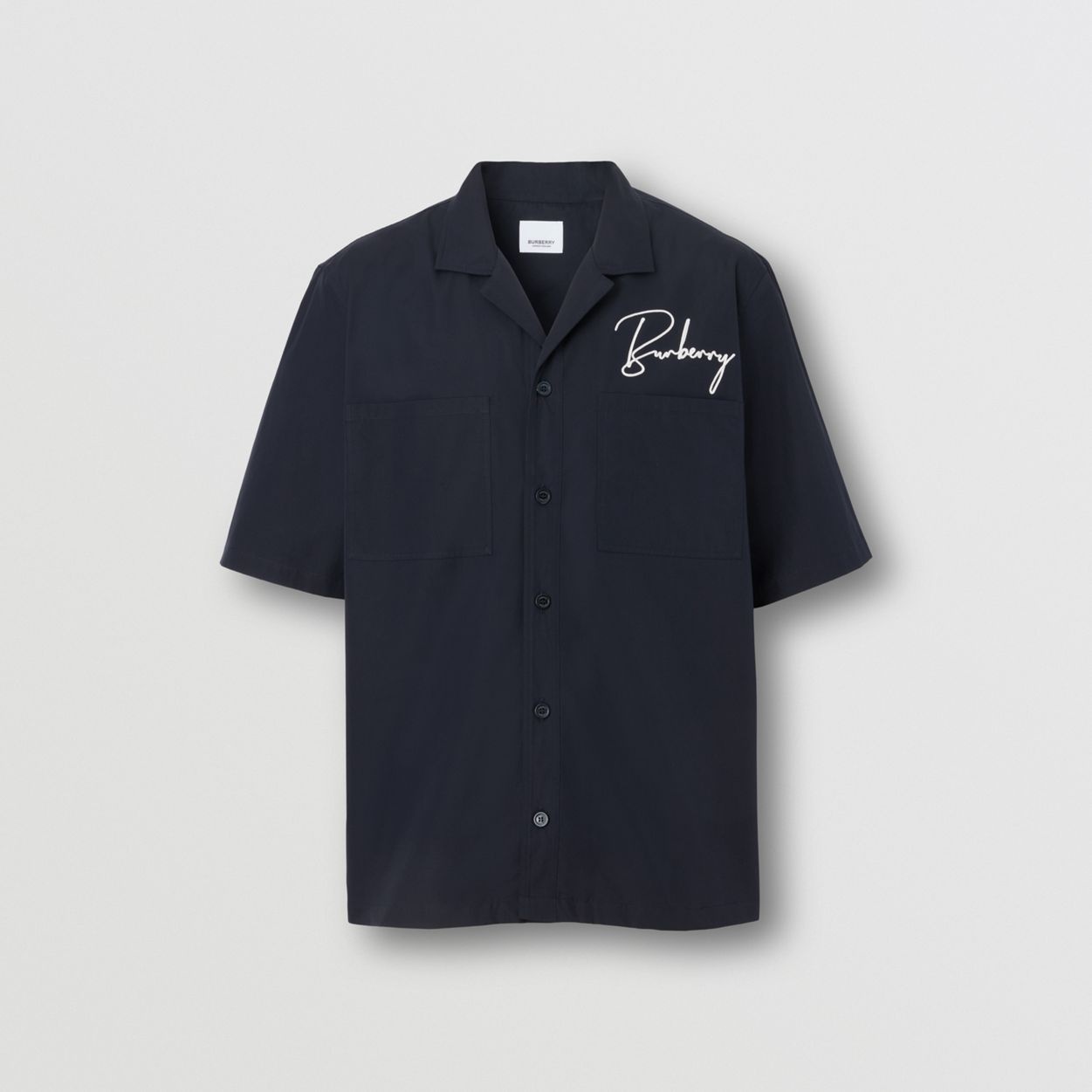 Short-sleeve Embroidered Logo Cotton Shirt - 1