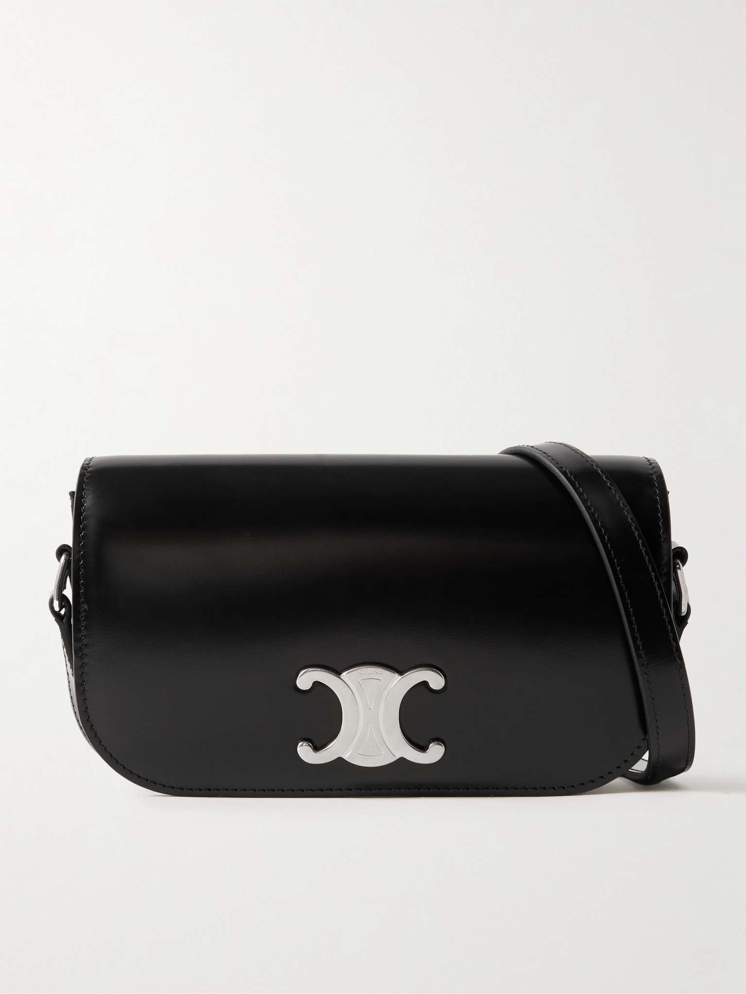 CELINE Triomphe Small Glossed-Leather Messenger Bag | REVERSIBLE