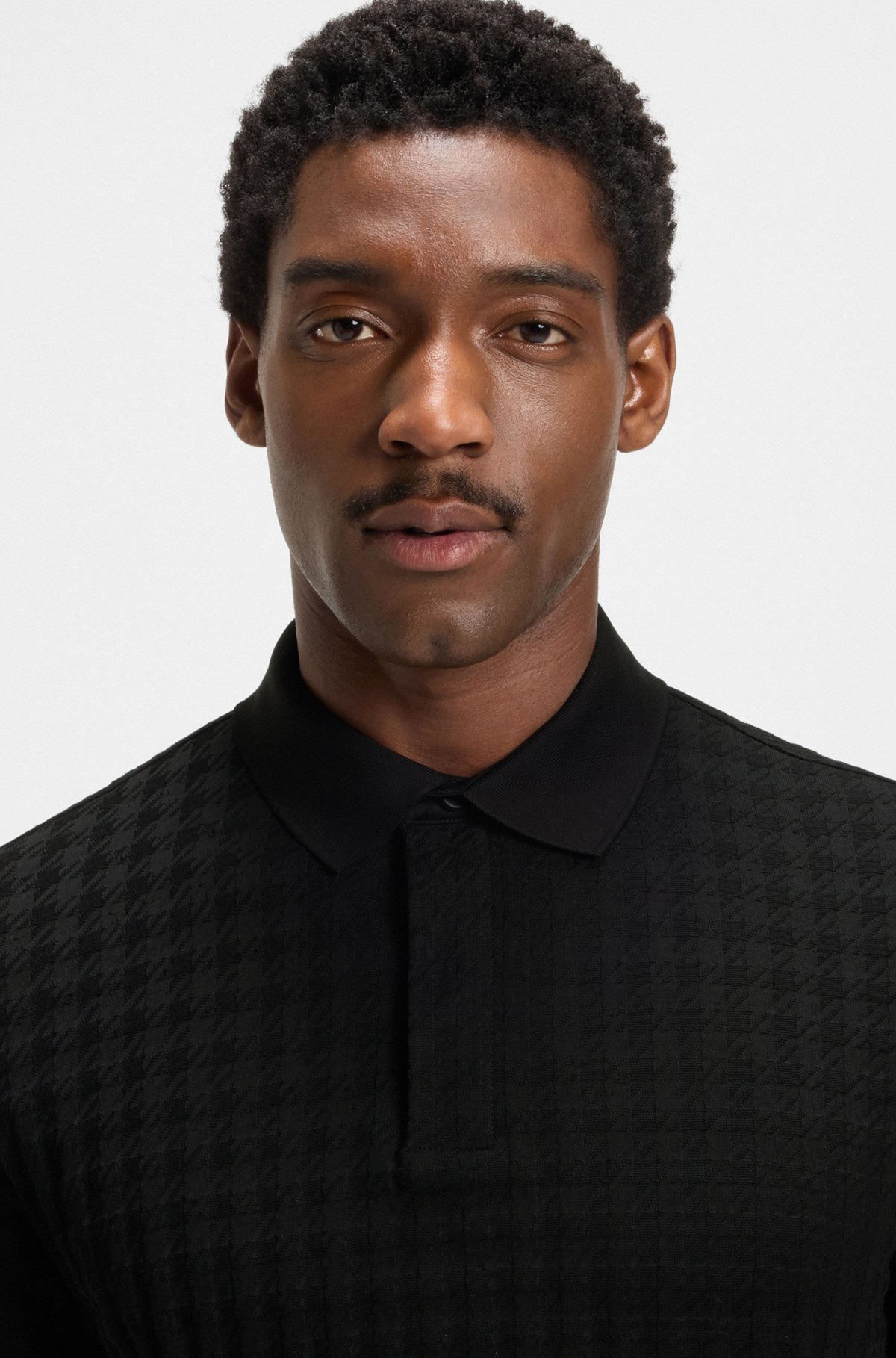 PORSCHE X BOSS POLO SHIRT IN HOUNDSTOOTH-JACQUARD MERCERIZED COTTON - 3