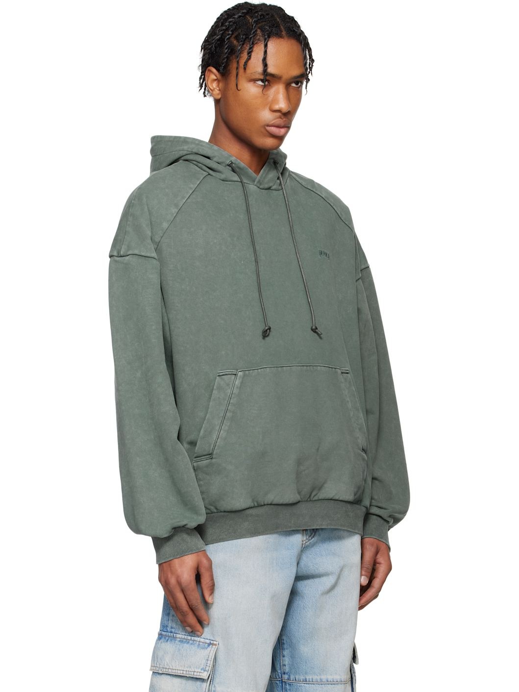 Juun. J Blue Language Lettering Embroidery Dyed Hoodie - 2