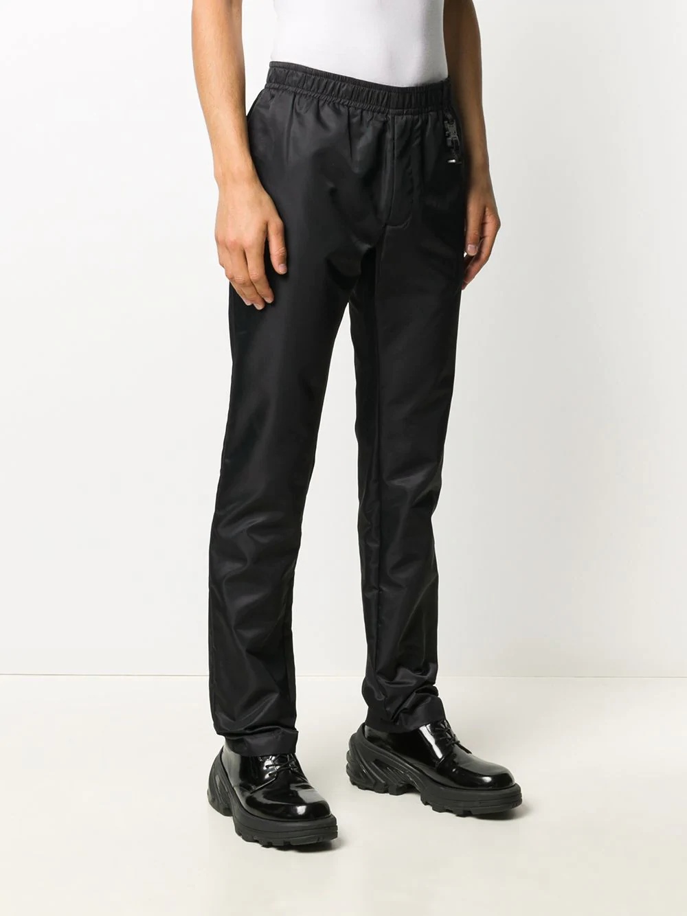 elasticated waist slim-fit trousers - 3