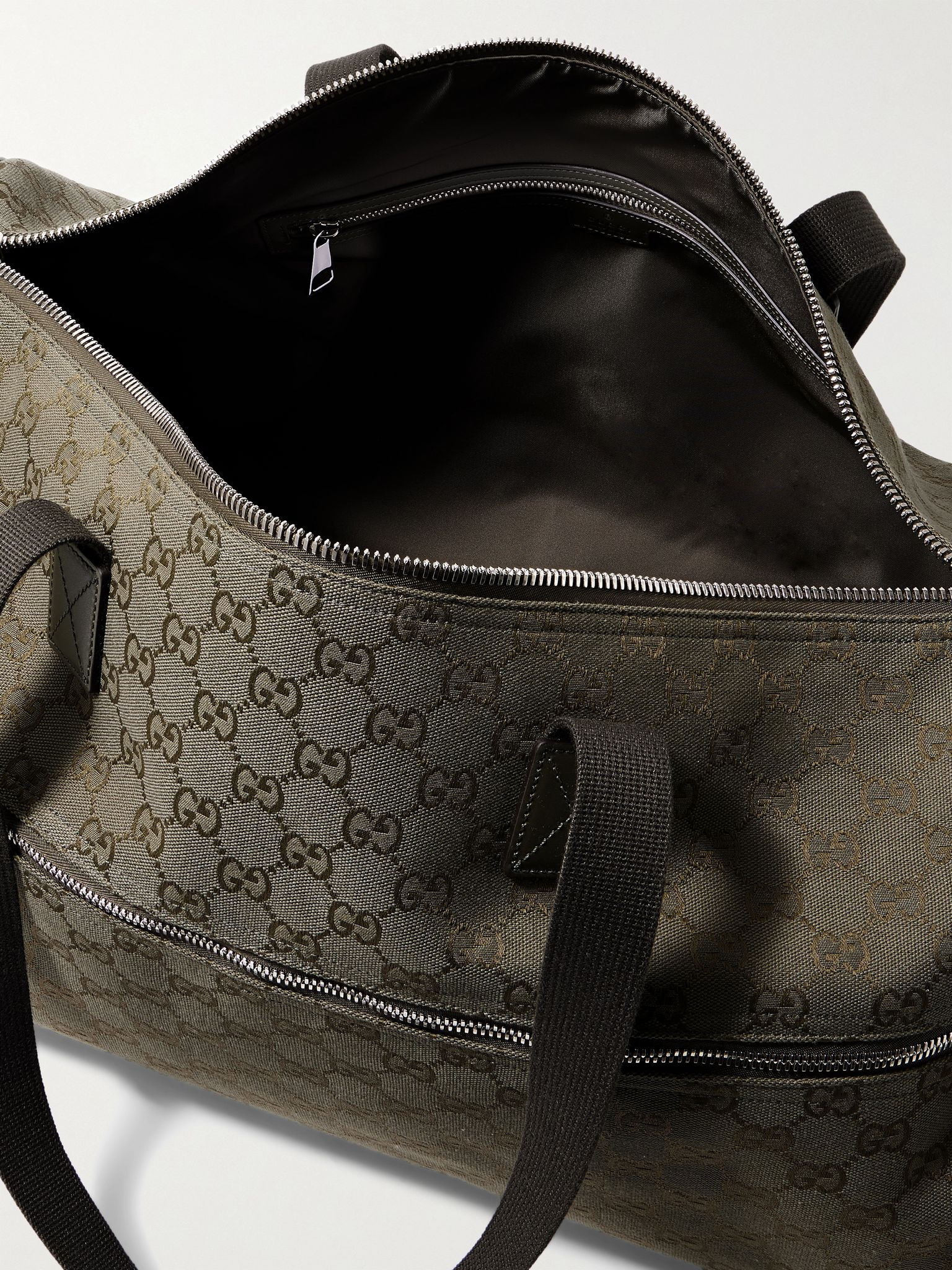 Neo Leather-Trimmed Monogrammed Canvas Duffle Bag Dark green - 5