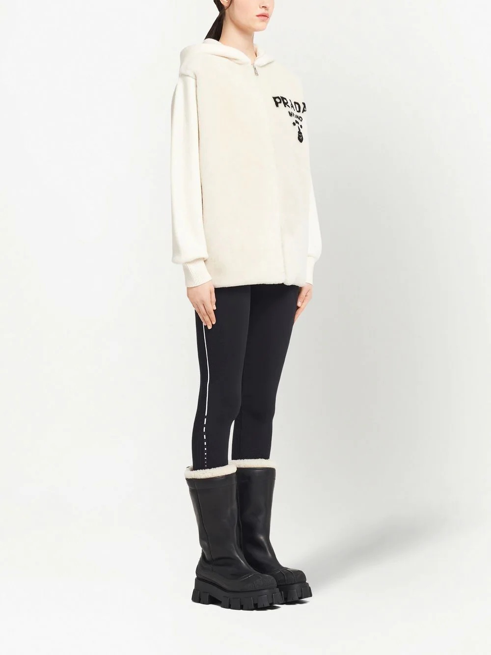 oversized cashmere zip-front hoodie - 3