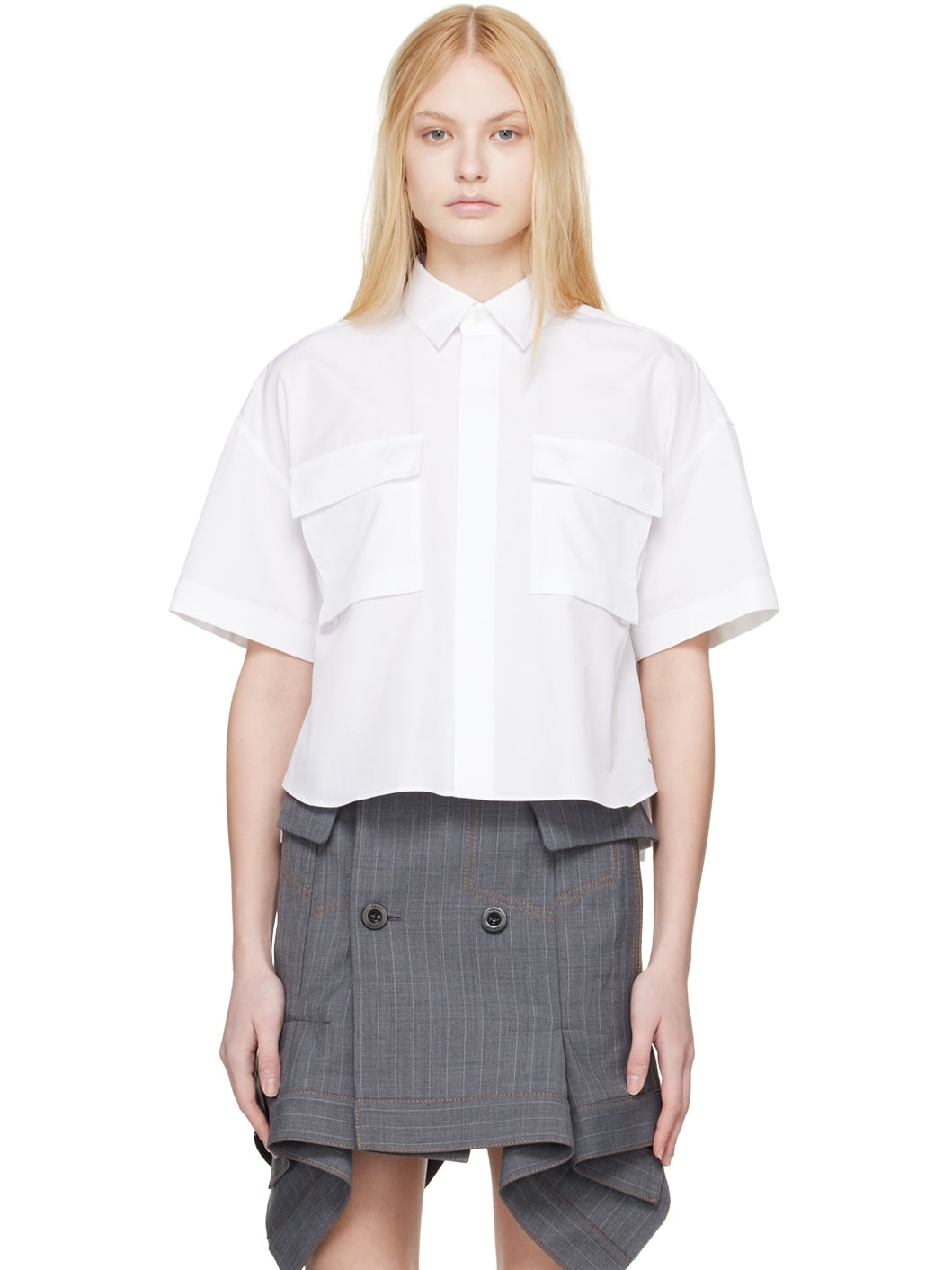 White Spread Collar Shirt - 1