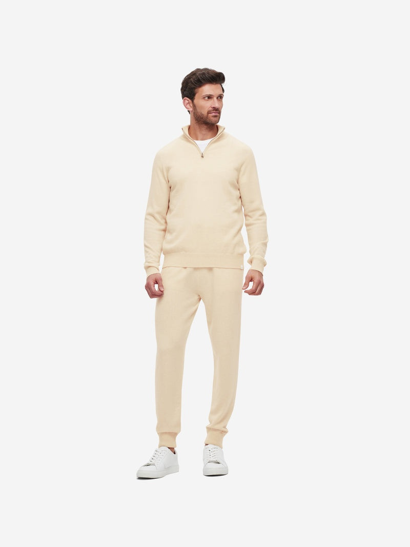 Derek Rose Men's Half-Zip Sweater Finley Cashmere Cream outlook