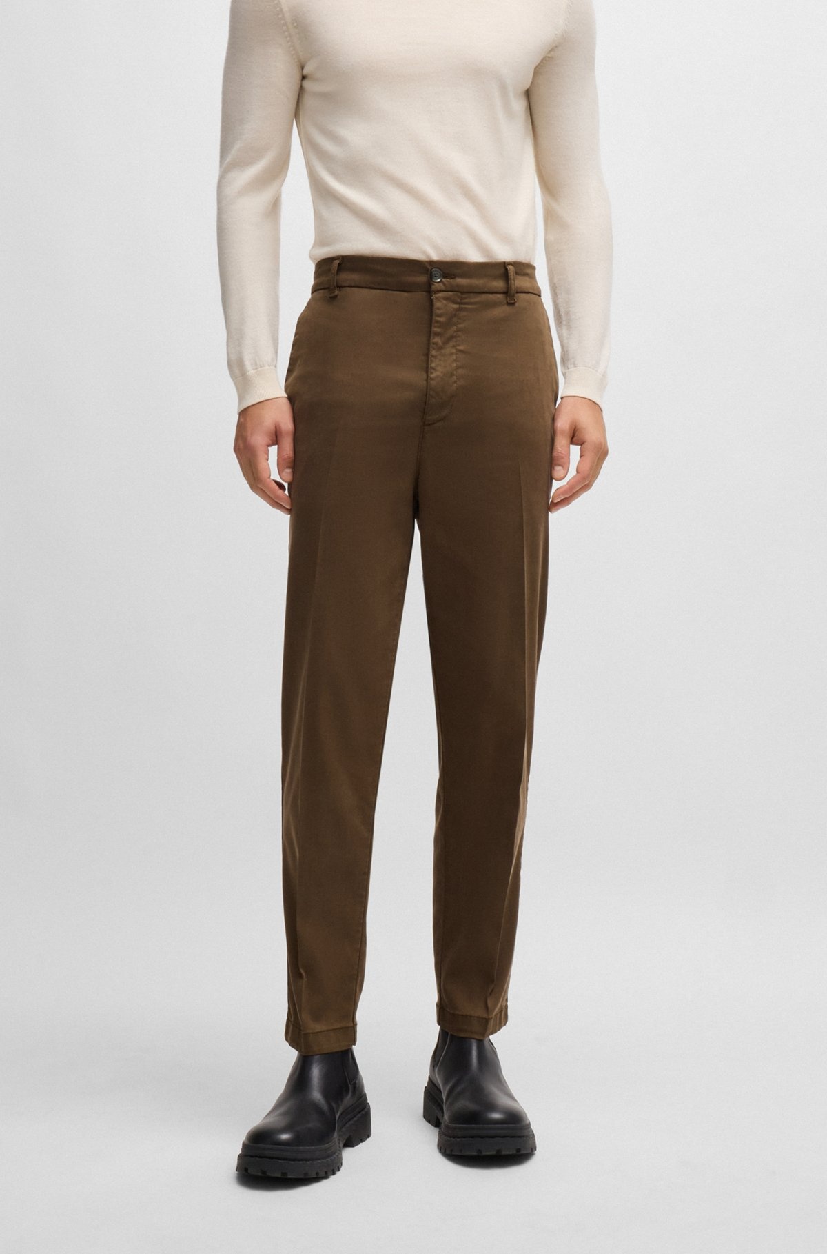 TAPERED-FIT REGULAR-RISE TROUSERS IN STRETCH TWILL - 2