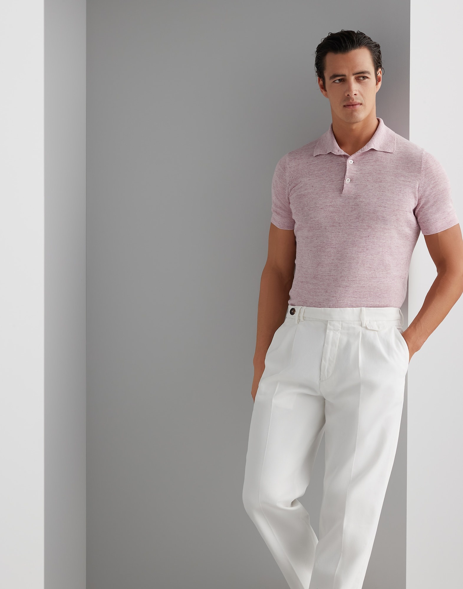 Linen and cotton knit polo - 4