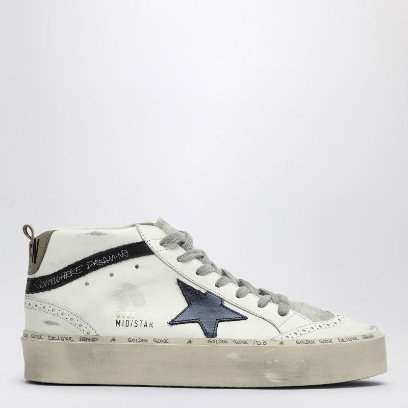 Golden Goose White Mid Star Trainer With Blue Star Women - 1