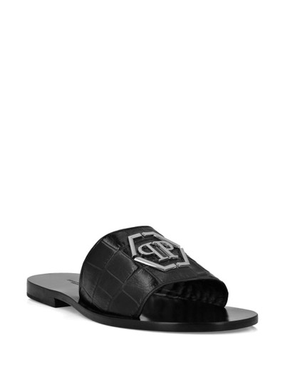 PHILIPP PLEIN logo-plaque leather sandals outlook