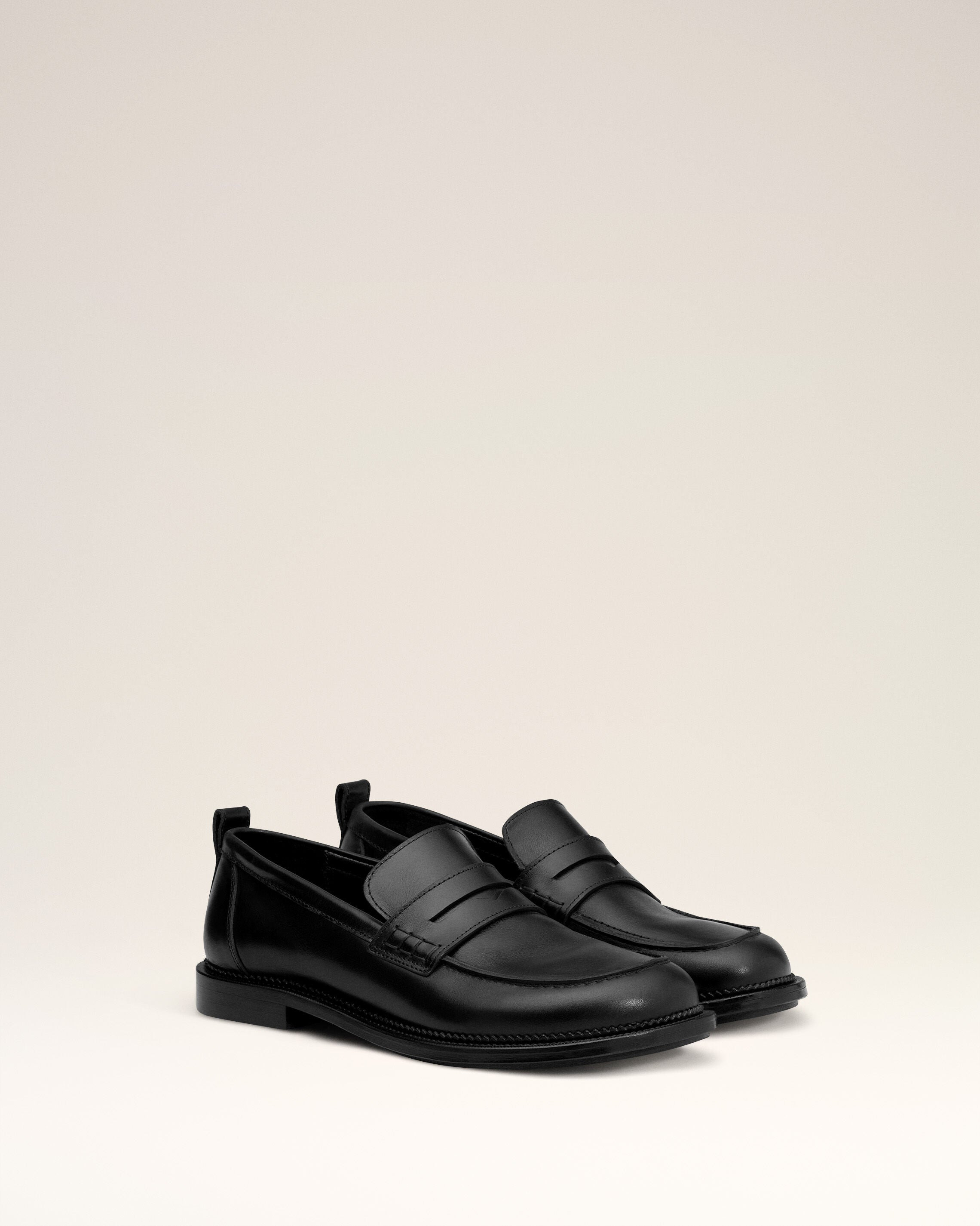 BLACK LEATHER ANATOMICAL TOE LOAFERS - 3