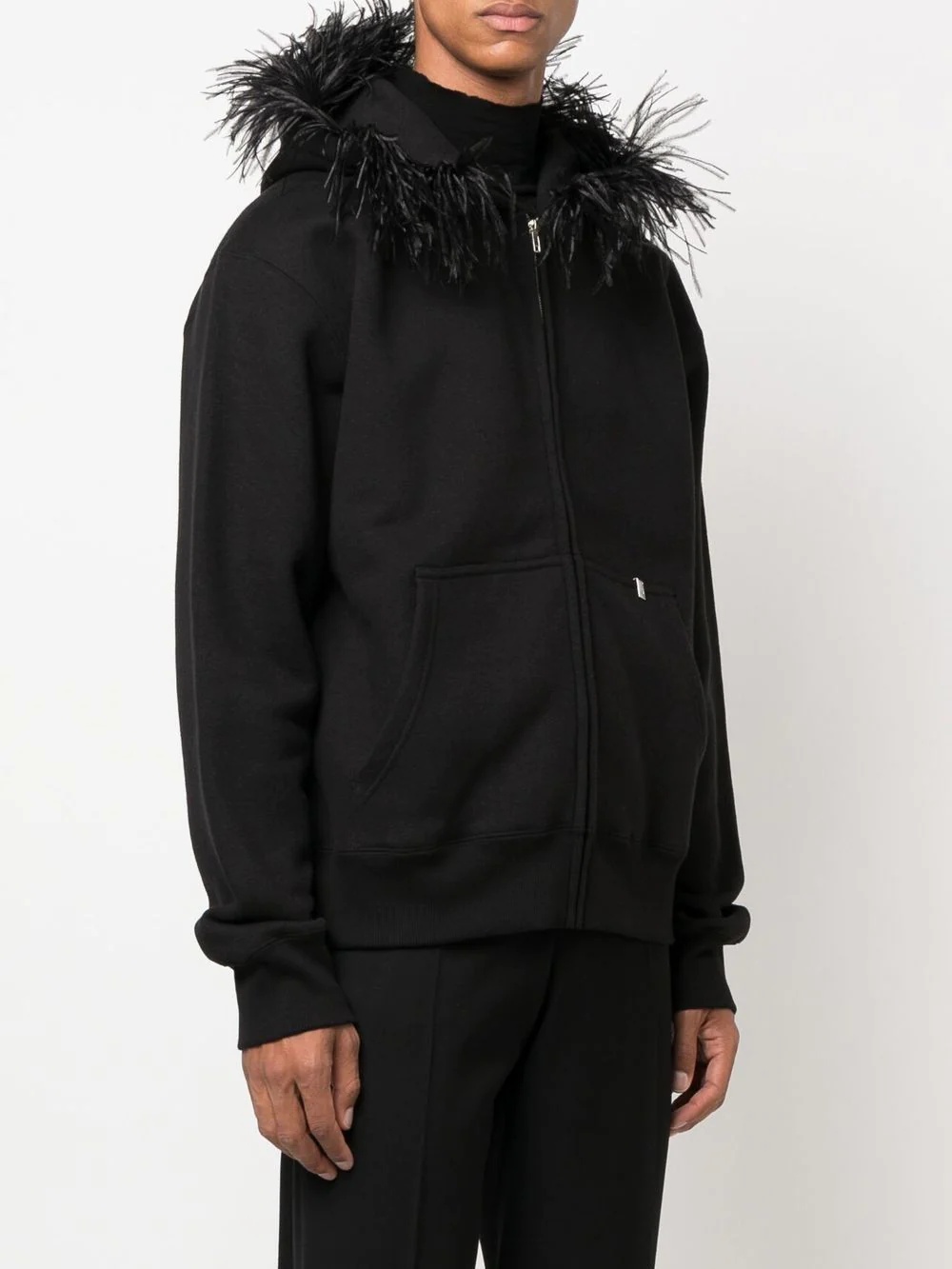 feather-trimmed hooded jacket - 4