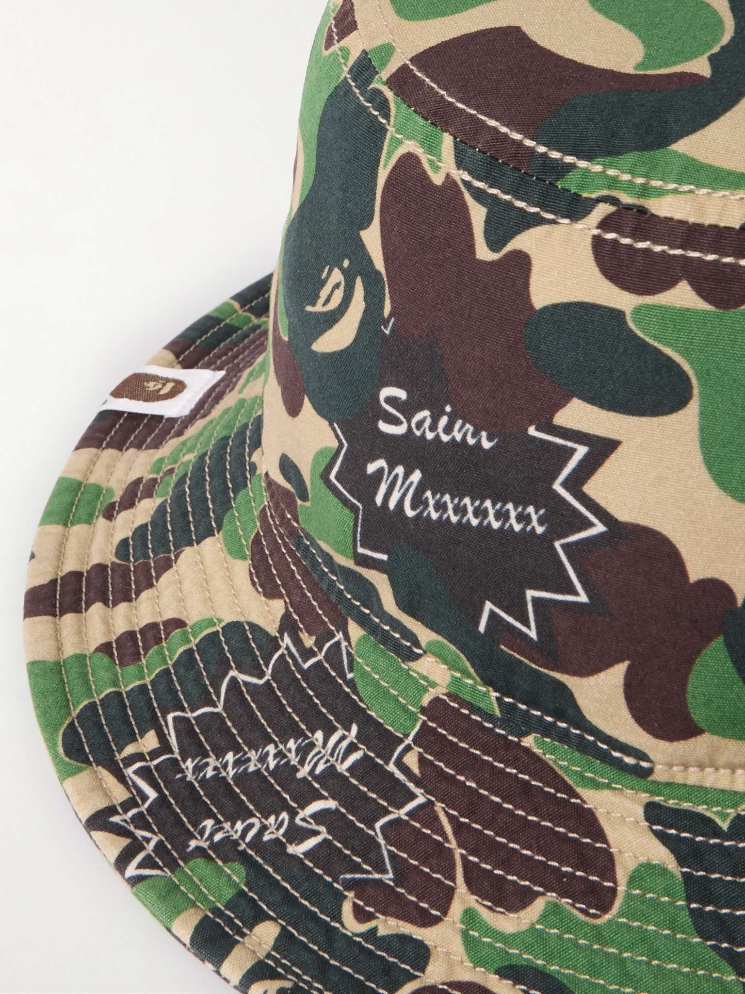 + A Bathing Ape Logo-Detailed Camouflage-Print Cotton Bucket Hat - 4