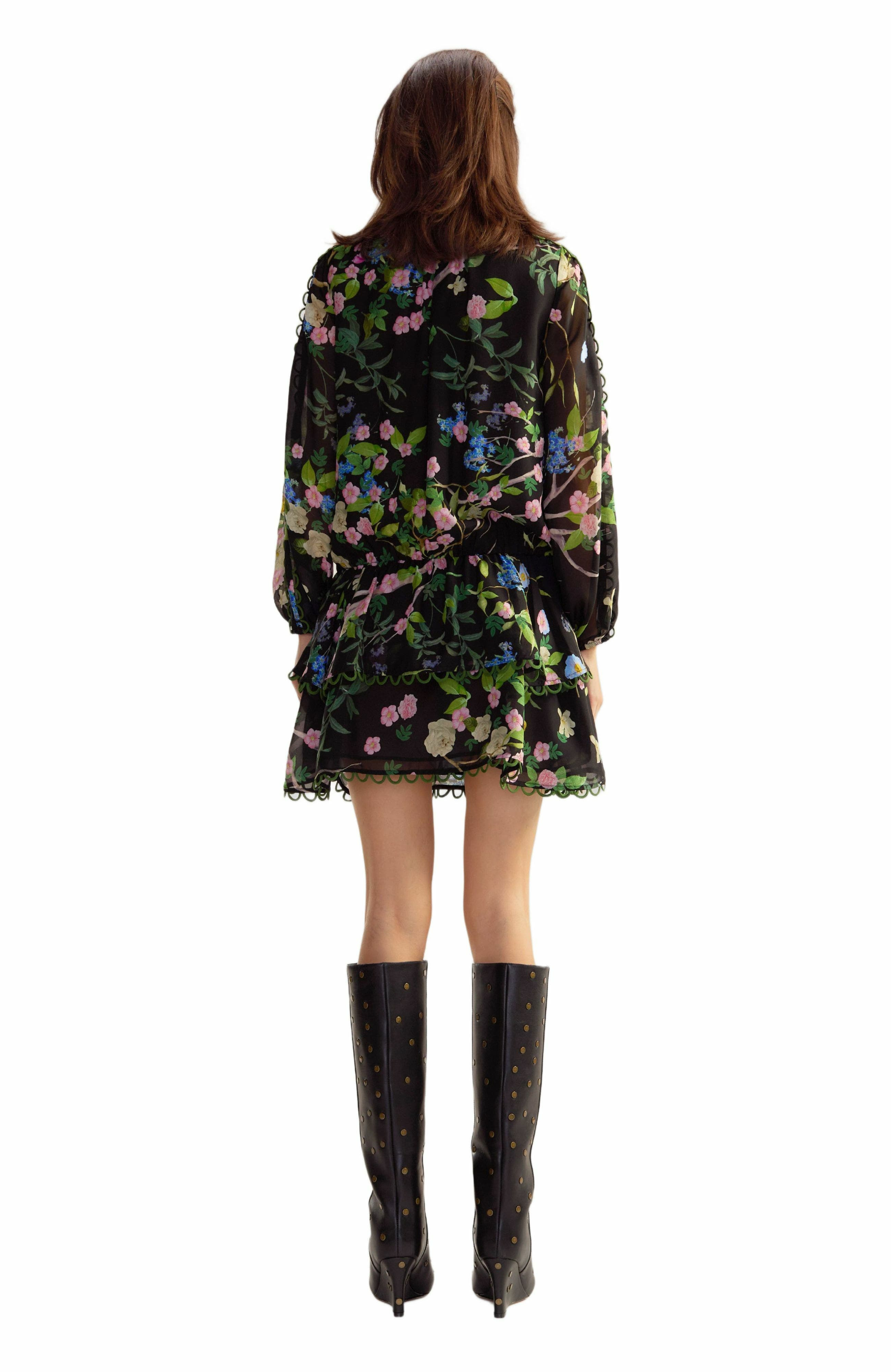 Cynthia Rowley Delilah Silk Dress in Black Floral at Nordstrom - 3