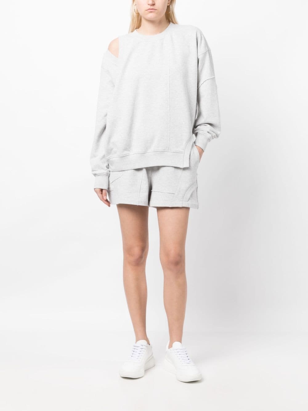panelled cotton track shorts - 2