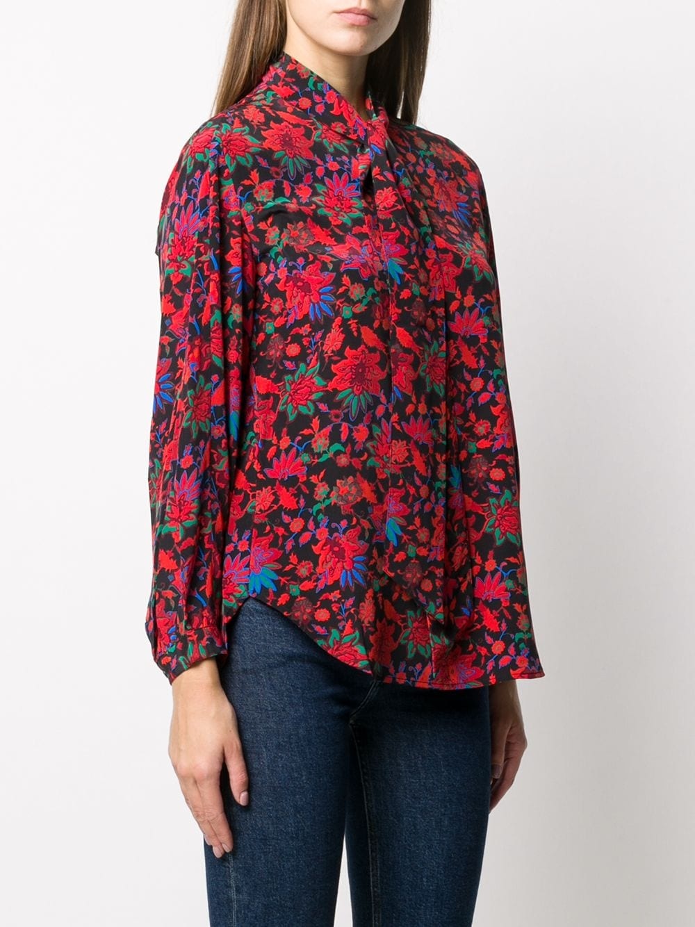 pussy bow floral-print blouse - 3