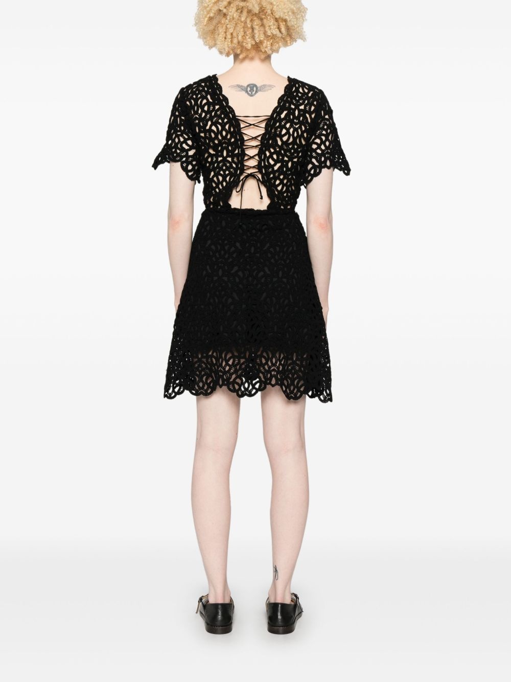 crochet-knit mini dress - 4
