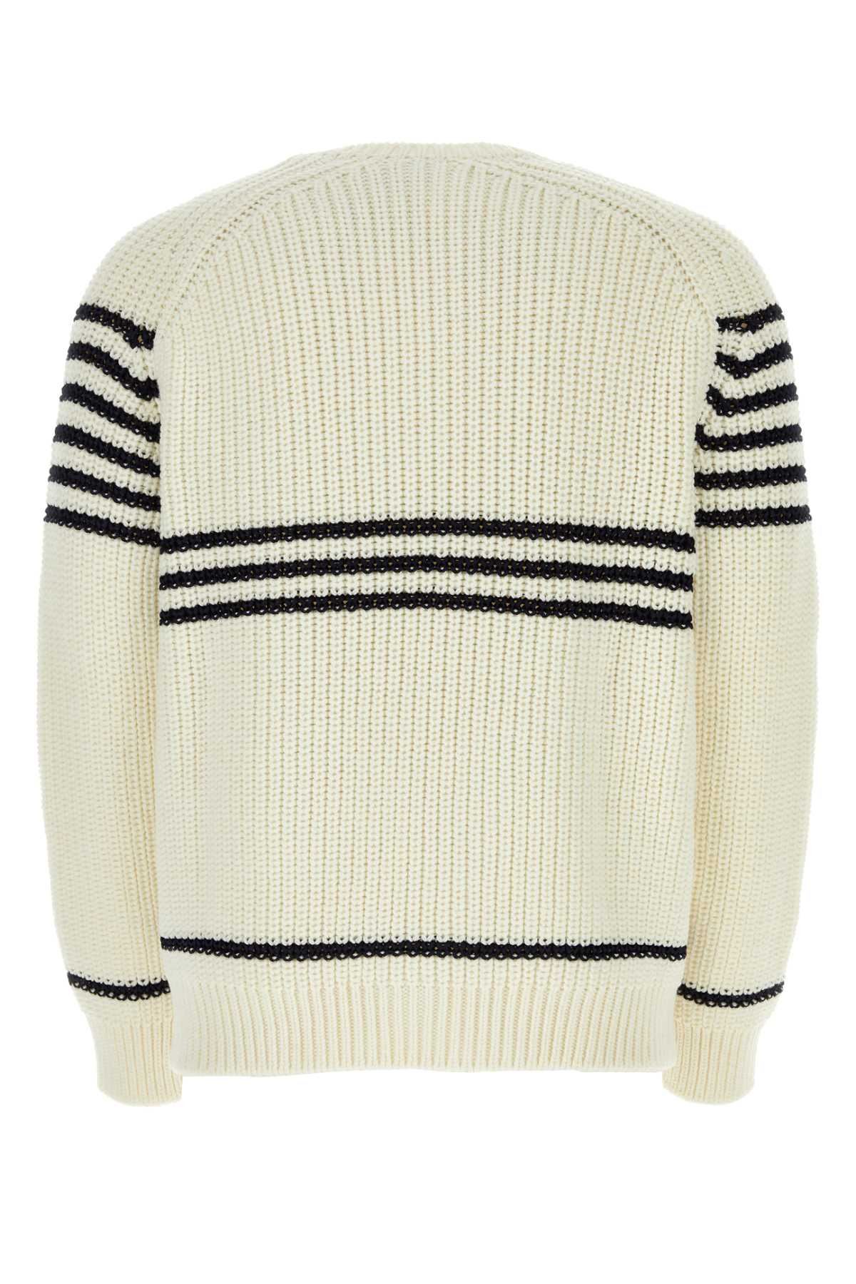 Loewe Men Ivory Wool Blend Sweater - 2