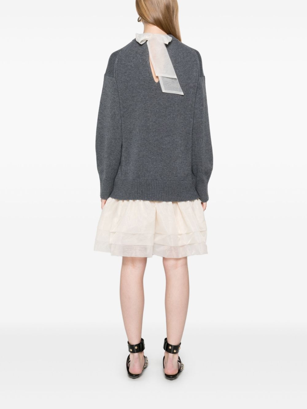 wool-organza dual-fabric dress - 4