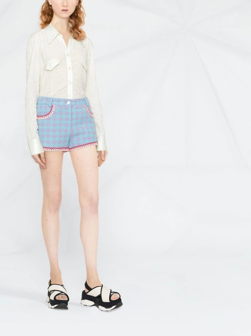 houndstooth-print short shorts - 2