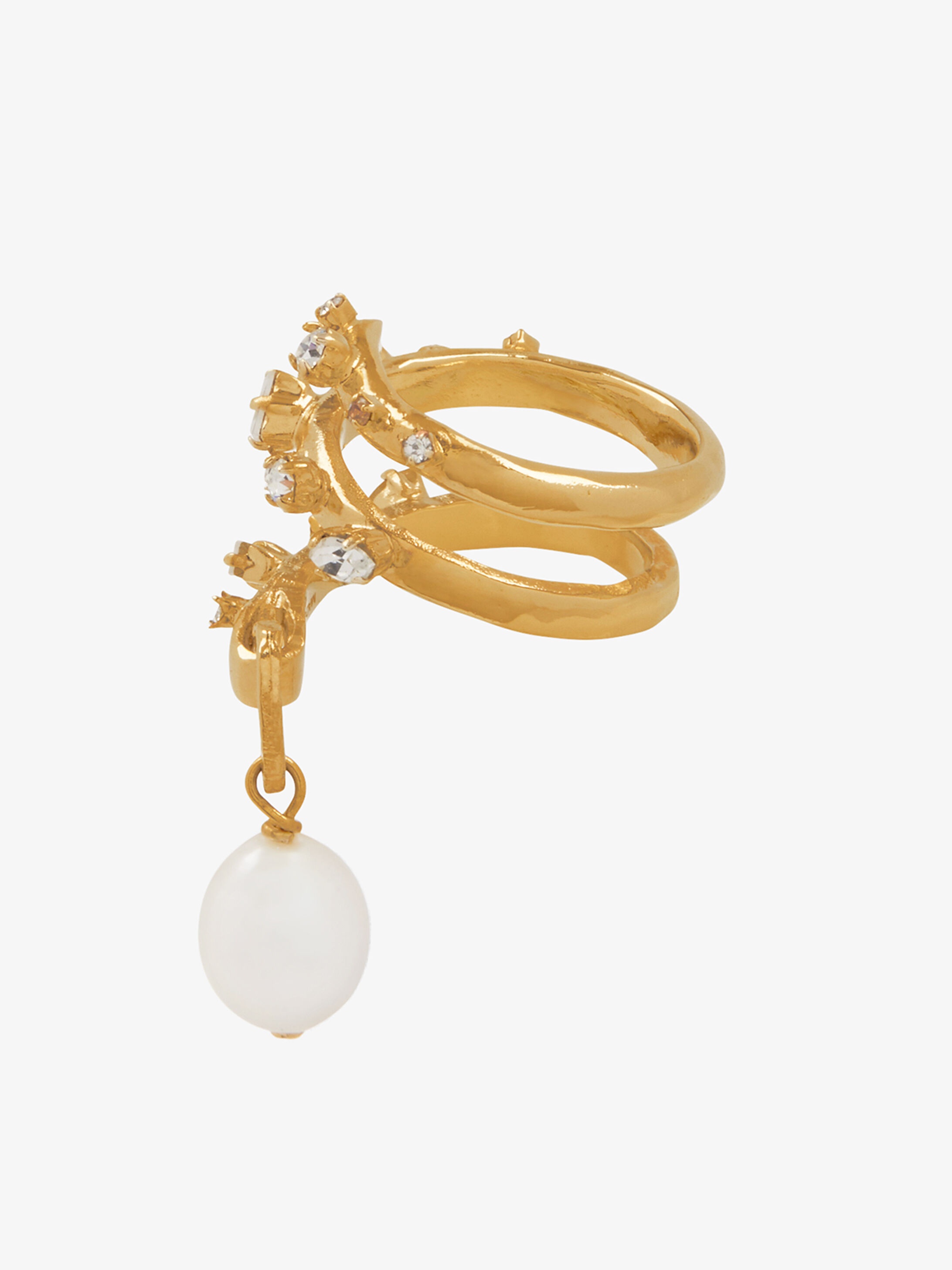 Spiral ring in crystals and pearls - 3