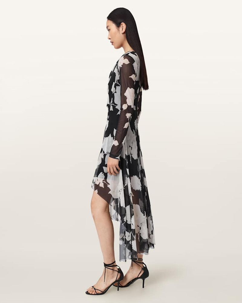 LORIA DRAPED MESH MIDI DRESS 4