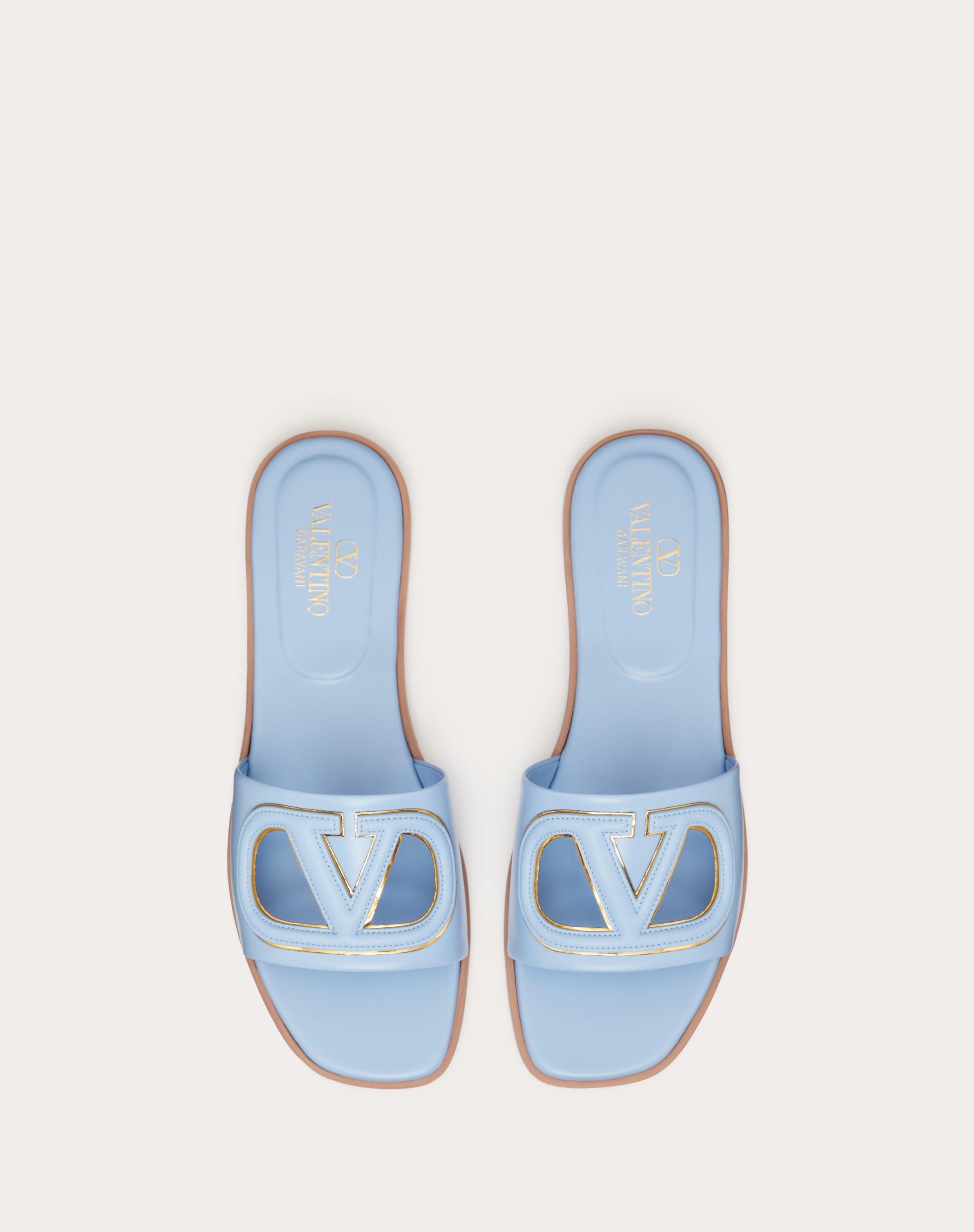 VLOGO CUT-OUT CALFSKIN SLIDE SANDAL - 4