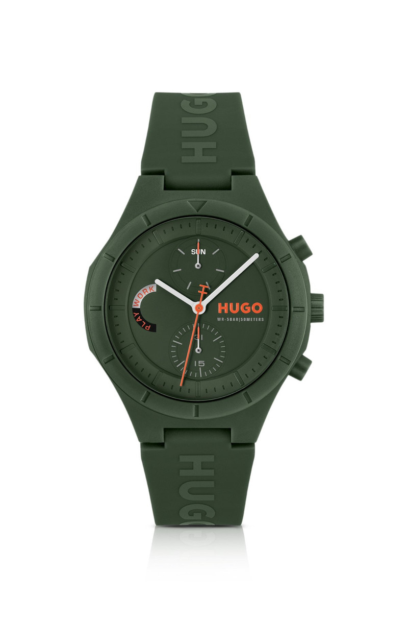 GREEN WATCH WITH SILICONE LOGO STRAP 1