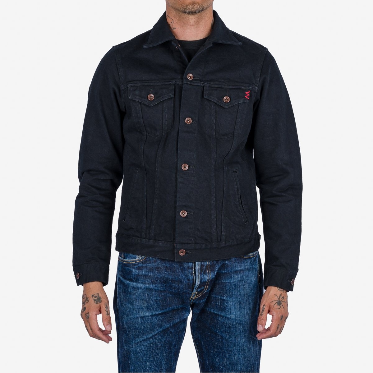 IHJ-132-BLK 14oz Selvedge Modified Type III Jacket - Superblack - 2