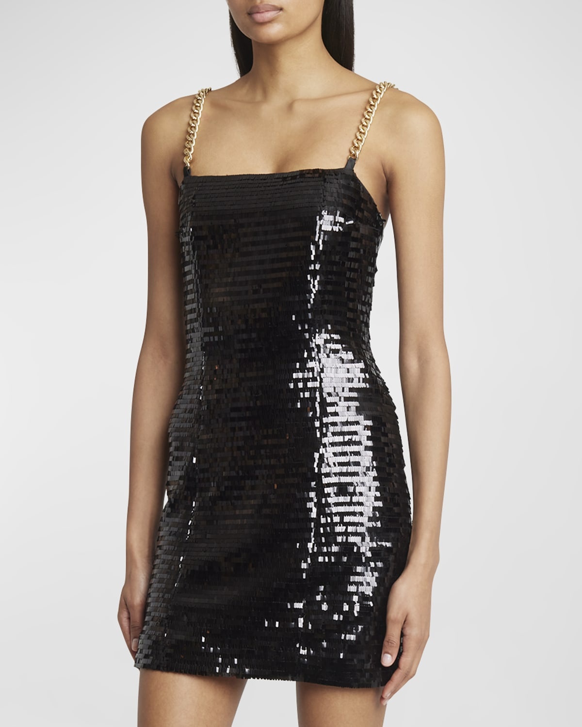 Sequin Mini Dress with Chain Strap Detail - 3