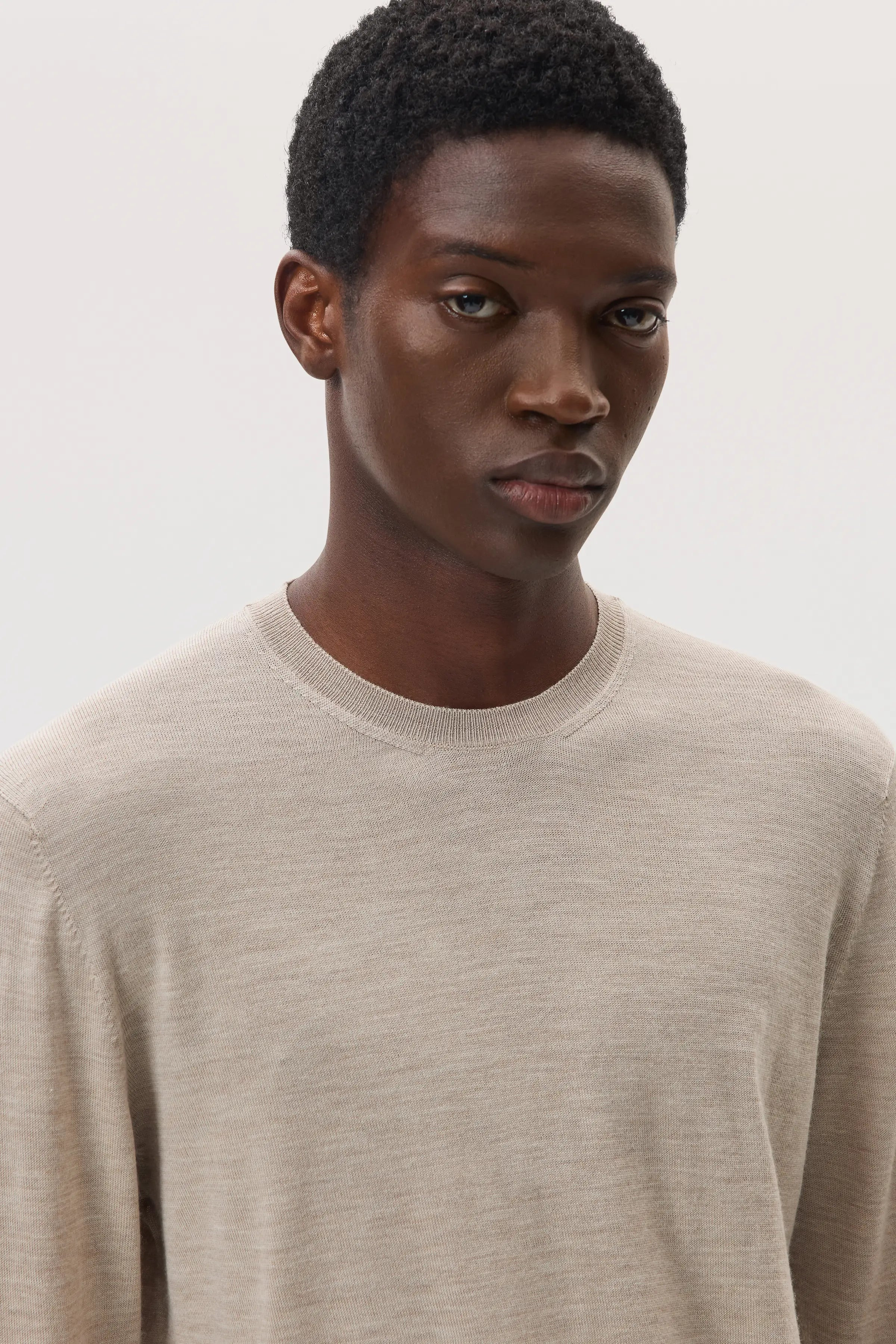 Merino Round Neck Natural Jumper - 3