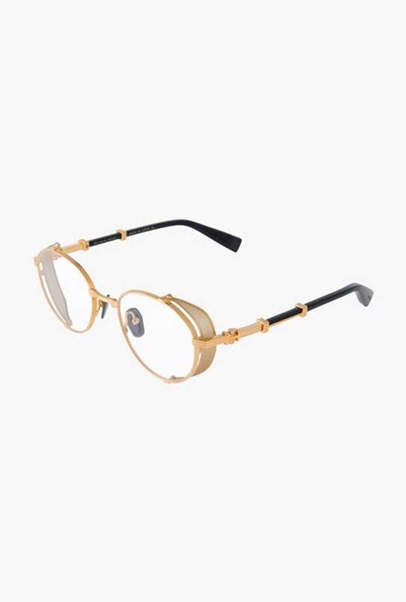 Balmain Black and gold-tone titanium Brigade-I eyeglasses outlook