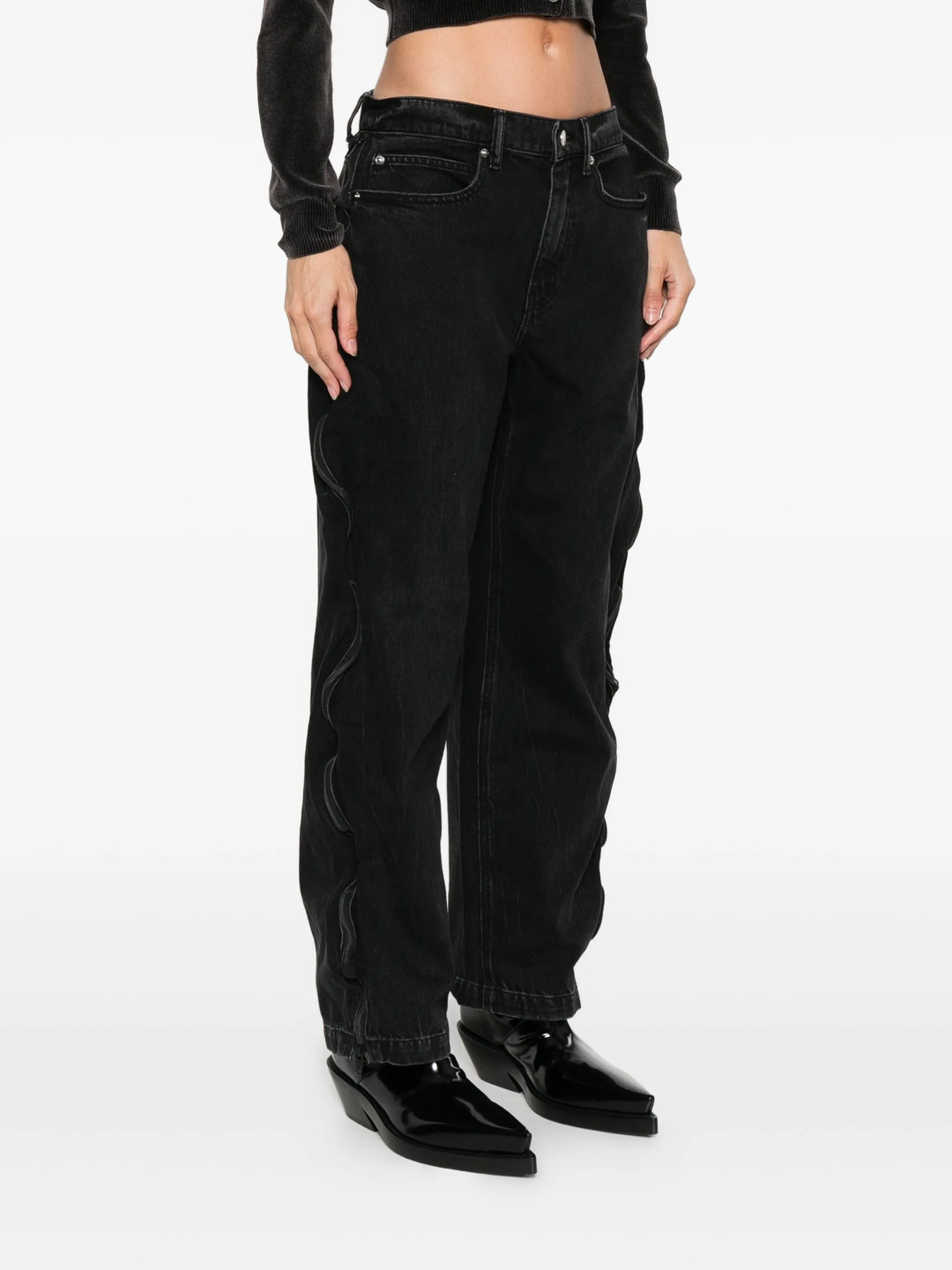 Curved Zipper Pants - 3