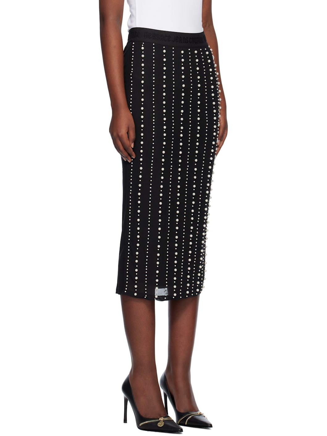 Black Embellished Midi Skirt - 2