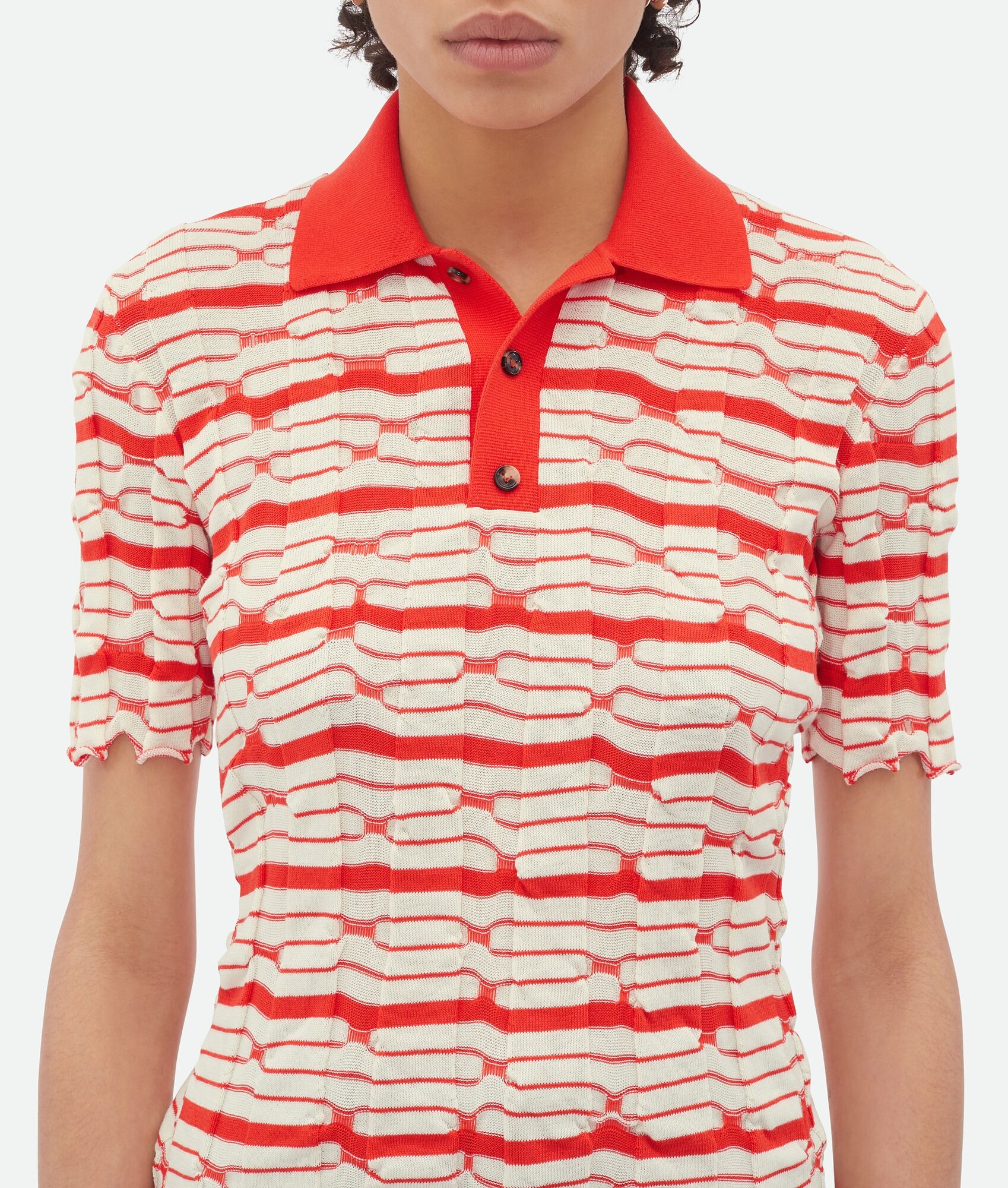 Distorted Stripe Cotton Polo - 4