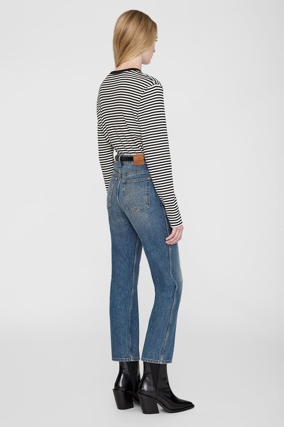 Alessia Long Sleeve Tee - Cream And Black Stripe - 3