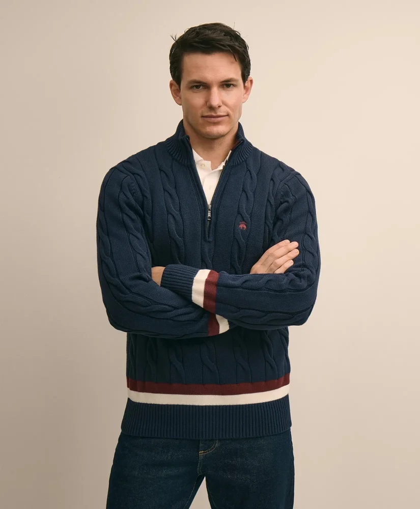 Supima® Cotton Quarter-Zip Tennis Sweater - 1