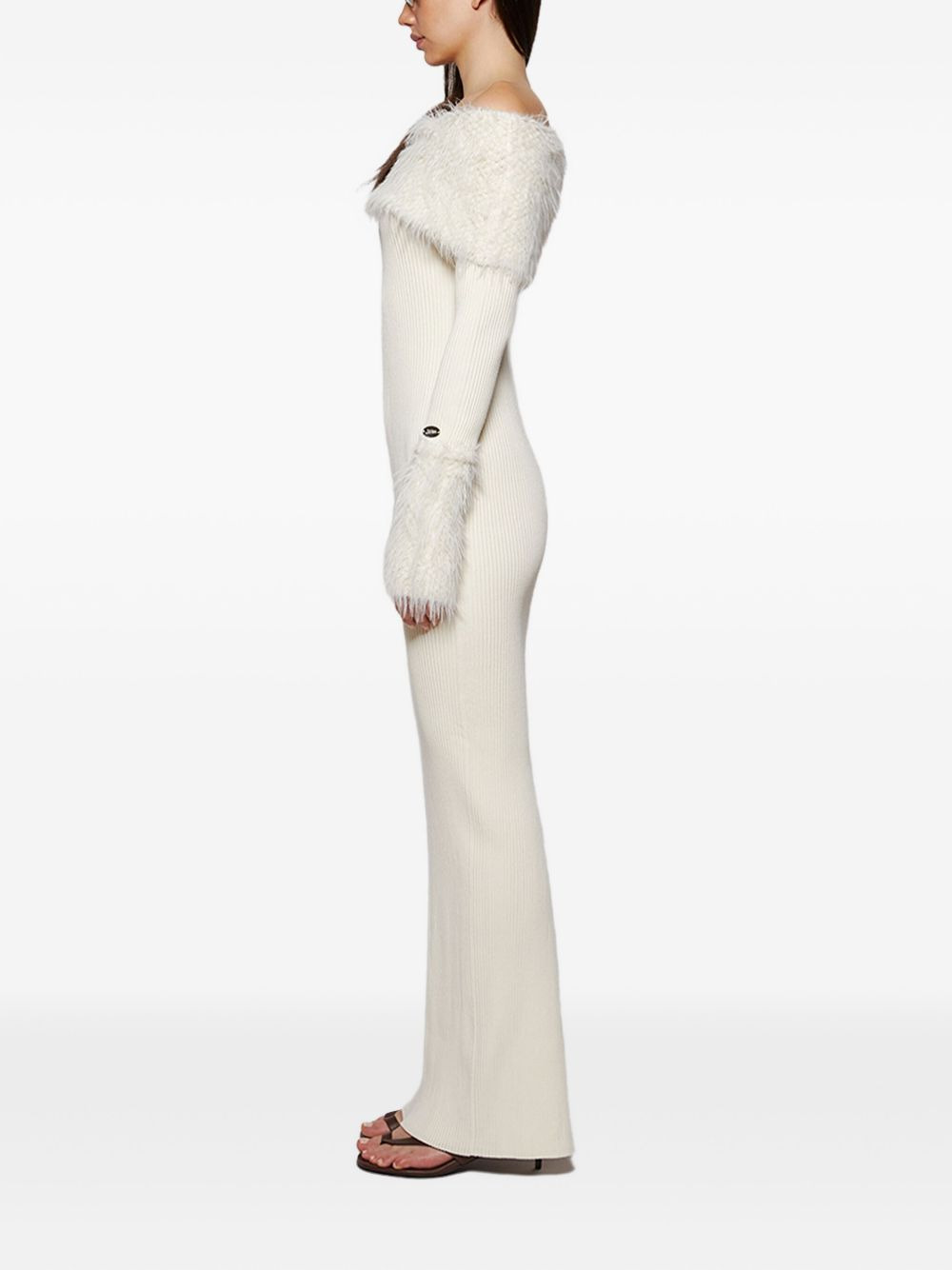 ribbed faux-fur trimmed dress - 3