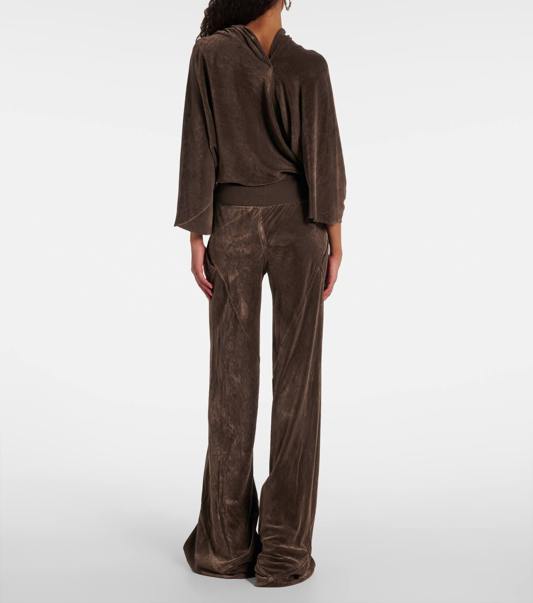 High-rise velour straight pants - 3