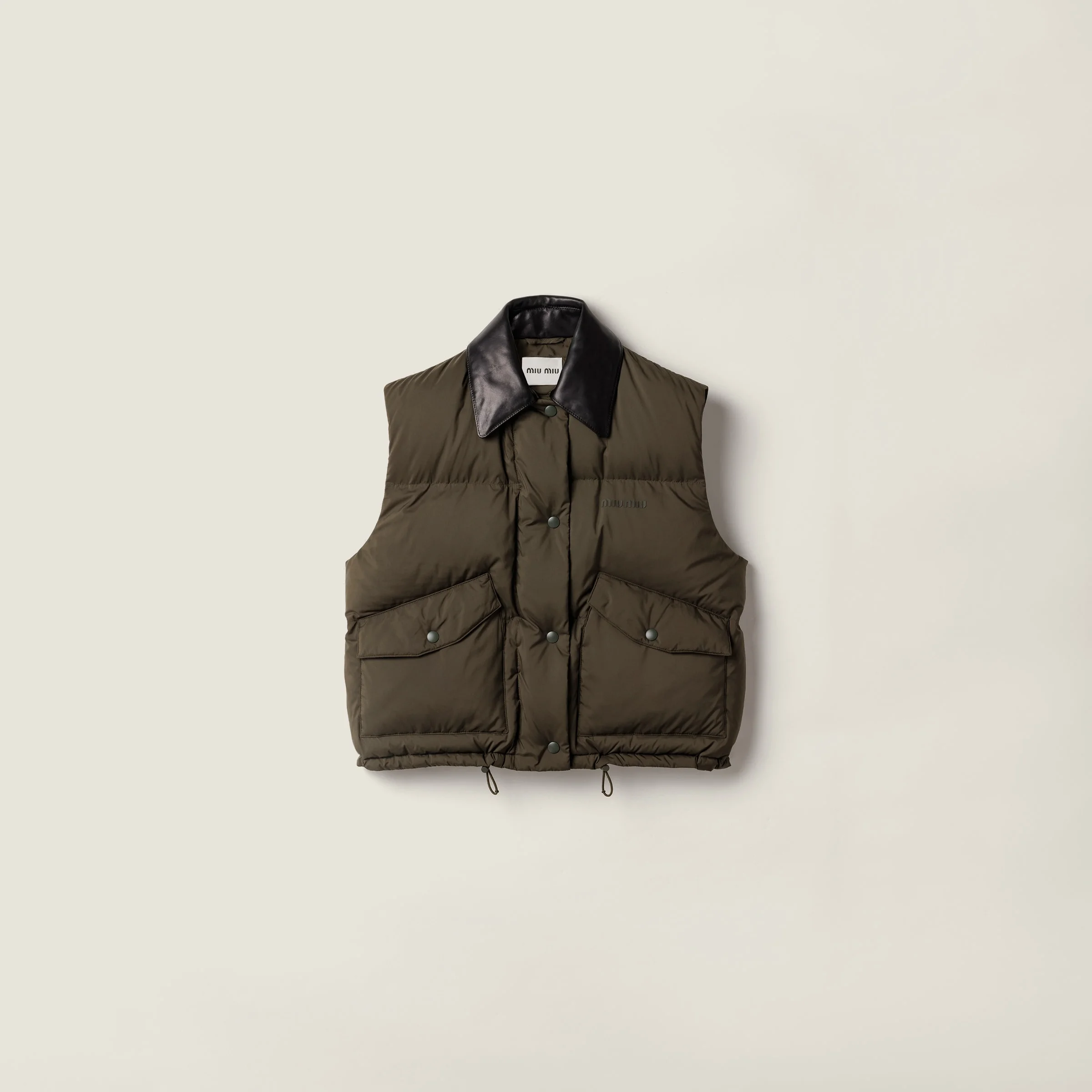 Technical pongé down vest - 1