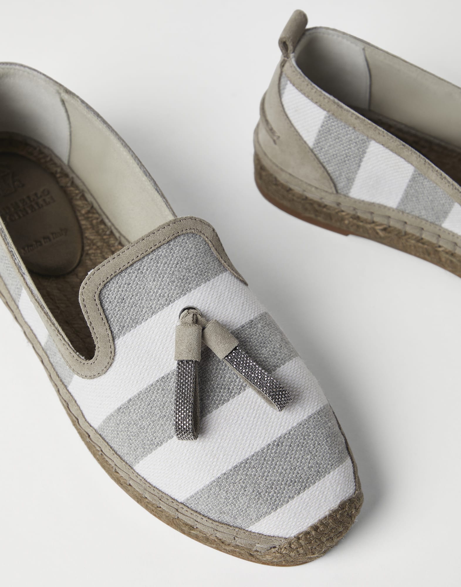 Techno cotton striped canvas espadrilles with shiny tassels - 3