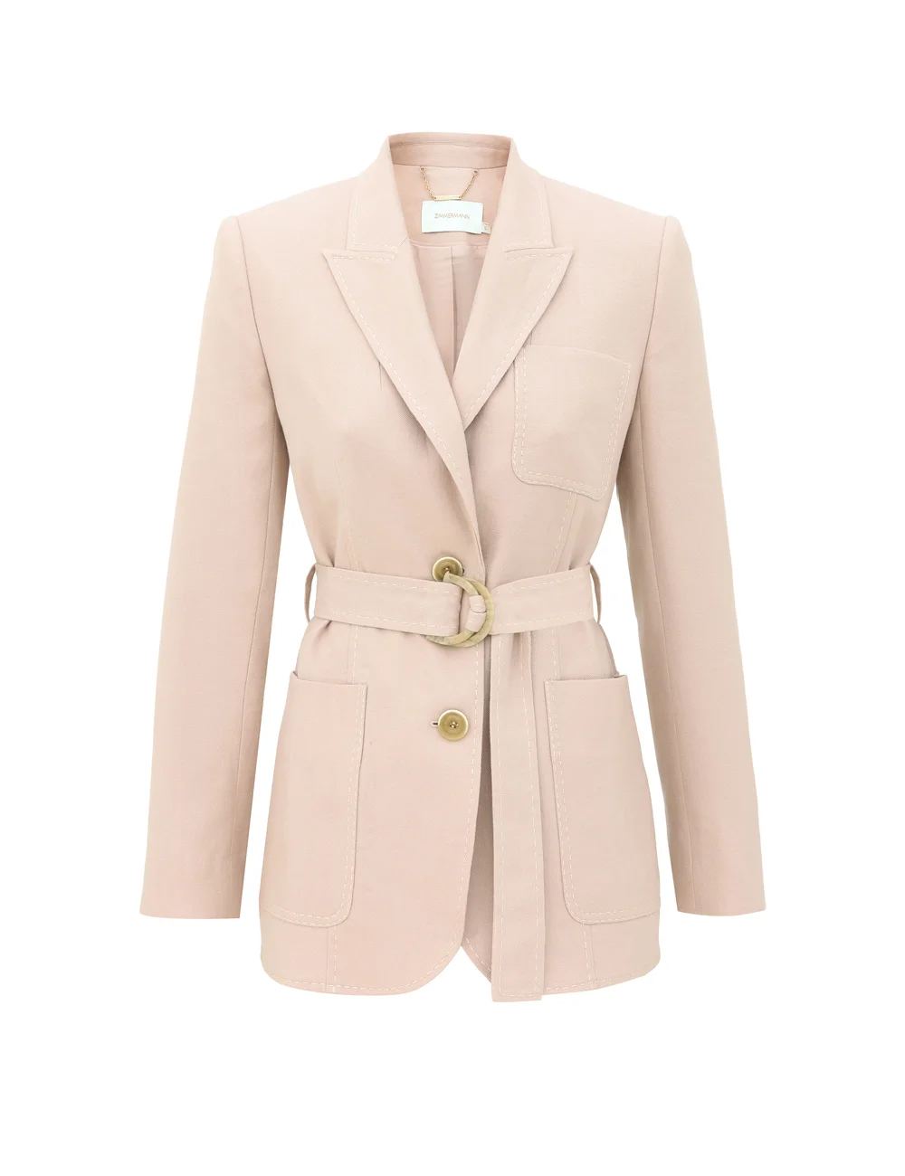 CLASH LINEN BELTED BLAZER - 1