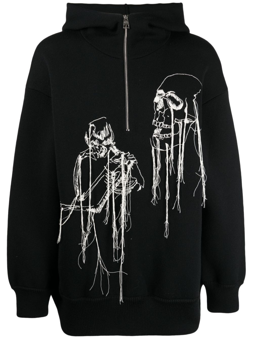 SKULL-PRINT KNITTED HOODIE - 1