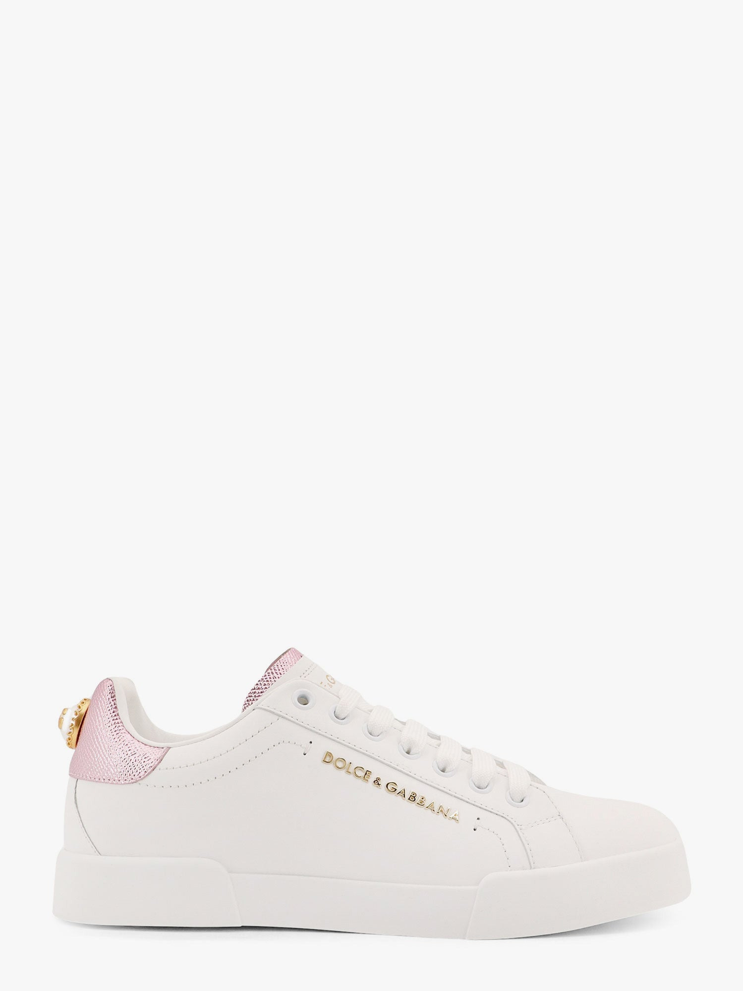 Dolce & Gabbana Portofino Leather Low-Top Sneakers With Lateral Lettering Logo - 1